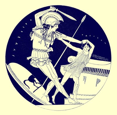 La Mort de Troïlos, illustration des Peintures de vases grecs par J. E. Harrison et D. S. MacColl, publié en 1894 - after English School