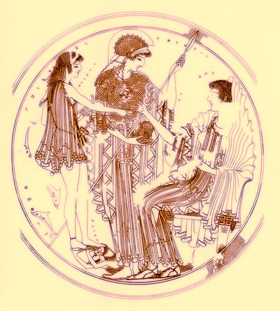 Thésée et Amphitrite, illustration des Peintures de vases grecs par J. E. Harrison et D. S. MacColl, publié en 1894 - after English School