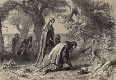 Thorfin et Gudrida sur le rivage de Vineland - after Felix Octavius Carr Darley