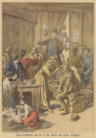 Hommes peints en or avant la foire de pain d