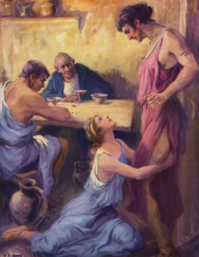 Nydia se jeta aux pieds de Stratonice - after Frederick Coffay Yohn
