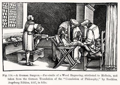 Un chirurgien allemand, de Consolation de Philosophie par Boèce, illustration de Science et Littérature au Moyen Âge et à la Renaissance, écrit et gravé par Paul Lacroix, 1878 - after German School