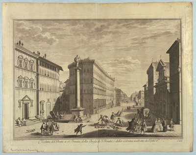Vue de Florence, planche de "Scelta di XXIV Vedute delle principali contrade, piazze, chiese, e palazzi della Città di Firenze" - after Giuseppe Zocchi
