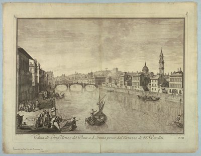 Vue de Florence, planche de "Scelta di XXIV Vedute delle principali contrade, piazze, chiese, e palazzi della Città di Firenze" - after Giuseppe Zocchi