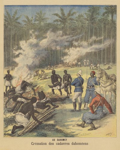 Crémation des corps des Dahoméens morts, Dahomey - after Henri Meyer