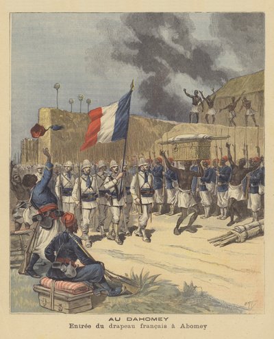 Entrée du drapeau français à Abomey, Dahomey - after Henri Meyer