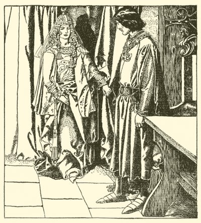 La reine Morgane apparaît à Sir Launcelot - after Howard Pyle