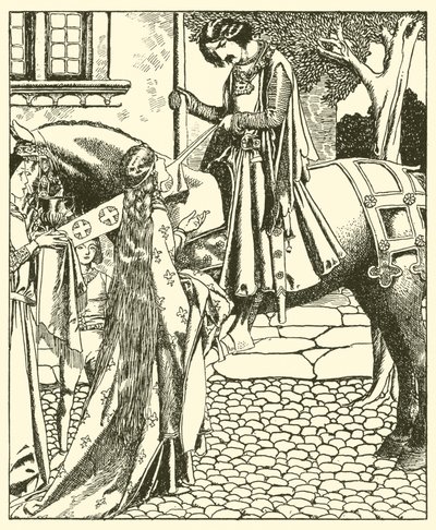 Sir Launcelot et Elouise la Belle - after Howard Pyle