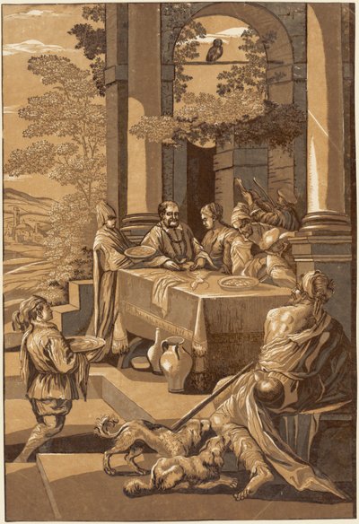 Le riche et Lazare (panneau droit) - after Jacopo Bassano John Baptist Jackson