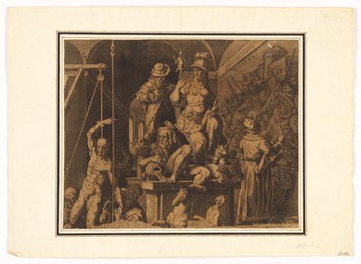 Les praticiens des arts visuels (moitié supérieure de la feuille déchirée) - after Jan van der Straet, called Stradanus