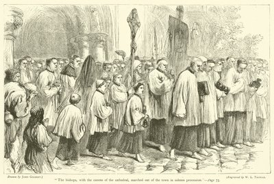 Les évêques, avec les chanoines de la cathédrale, sortirent de la ville en procession solennelle - after John Gilbert