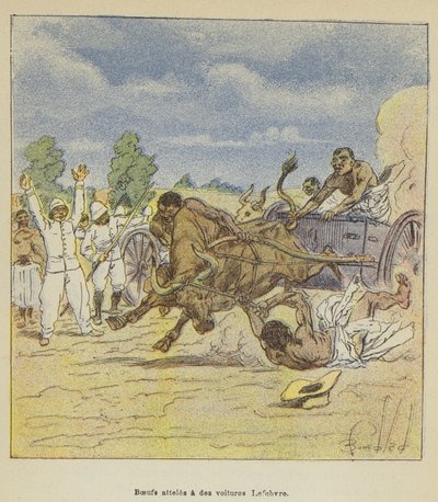 Bœufs attelés à des voitures Lefebvre - after Louis Charles Bombled