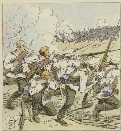 Les tirailleurs sibériens à Vafangou - after Louis Charles Bombled