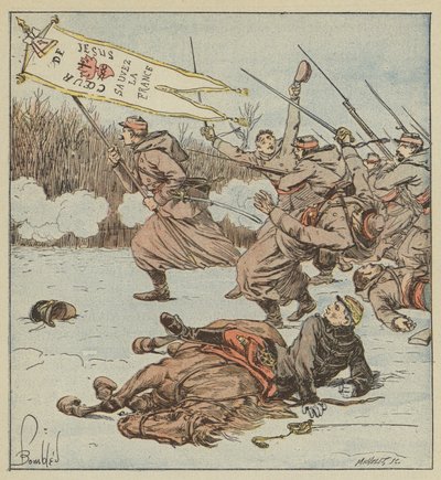 Les zouaves pontificaux attaquent Loigny - after Louis Charles Bombled