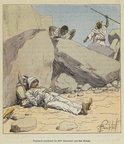Trainard moribond du 200e découvert par les Hovas - after Louis Charles Bombled