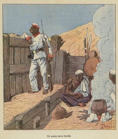 Un poste hova fortifié - after Louis Charles Bombled