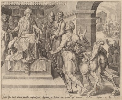 David apportant des présents de son père à Saül - after Maerten van Heemskerck