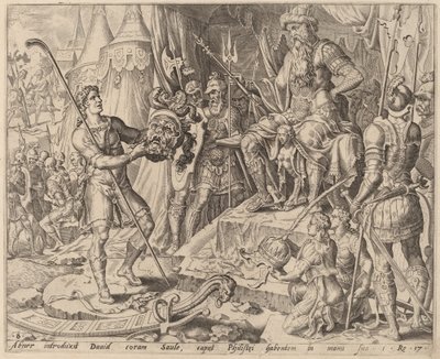 David avec la tête de Goliath devant Saül - after Maerten van Heemskerck