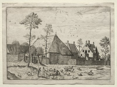 Vue des villages du Brabant et de la Campine : Bergers avec troupeau - after Master of the Small Landscapes