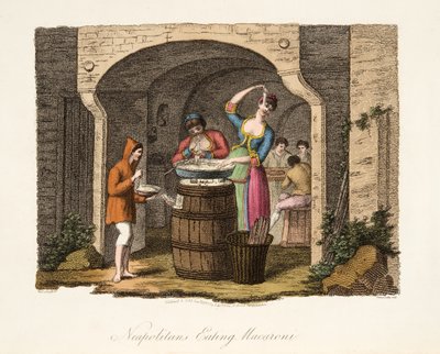 Napolitains mangeant des macaronis, de Scènes italiennes, représentant les mœurs, coutumes et divertissements des différents États d