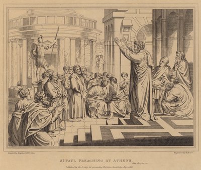 Saint Paul prêchant à Athènes, Actes - after Raphael
