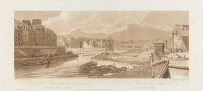 Vue de la ville avec le Louvre. 1802 ; Planche 3 des Vues de Paris, le volume Emanuel - after Thomas Girtin