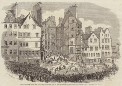 Enlèvement des morts et des blessés de la maison effondrée dans la High-Street, Édimbourg - after Thomas Harrington Wilson