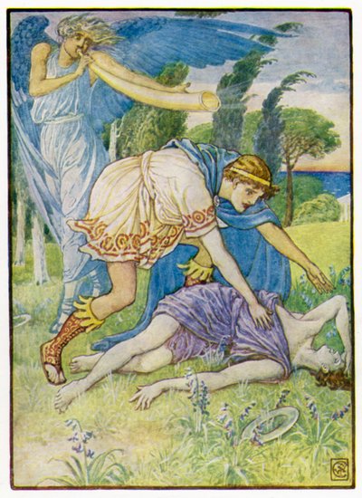 Le dieu du vent envoya une rafale du sud - after Walter Crane