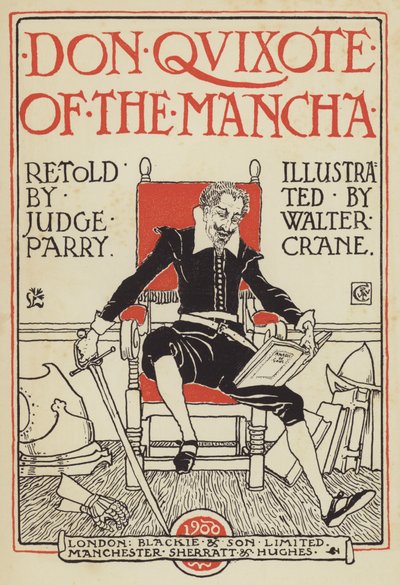 Illustration de la page de titre de Don Quichotte de la Manche - after Walter Crane