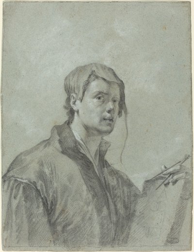 Un artiste tenant un livre et une boussole - after Willem Drost