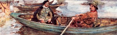 Shakespeare avec un batelier descendant la Tamise, Londres - after William Hatherell