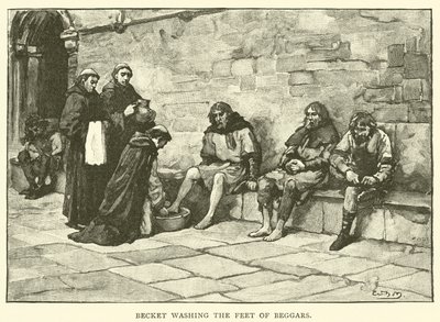 Becket lavant les pieds des mendiants - after William Henry Margetson
