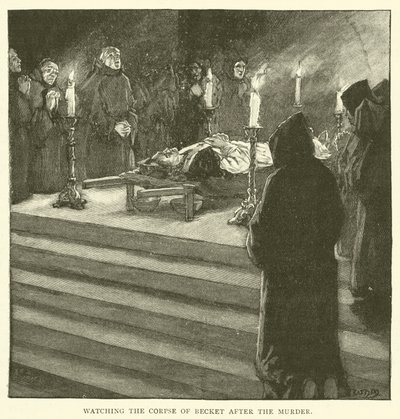 Veillant le corps de Becket après le meurtre - after William Henry Margetson