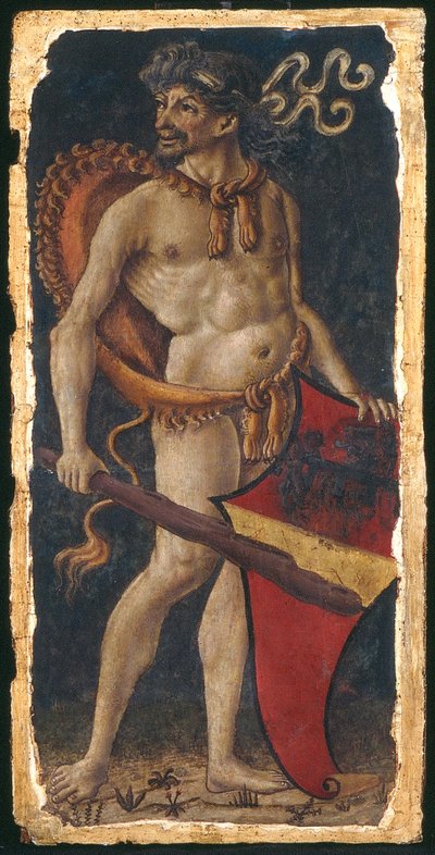 Néerlandais : Homme sauvage avec les armoiries de la famille Bellanti Homme sauvage avec bouclier, à gauche - anonymous 