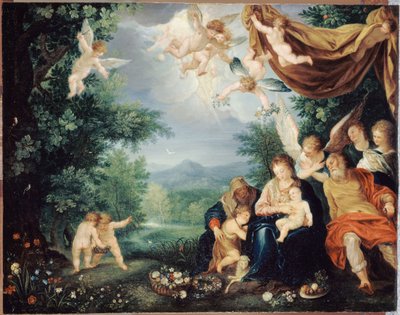 French: Le Repos de la Sainte Famille pendant la fuite en Égypte - anonymous 