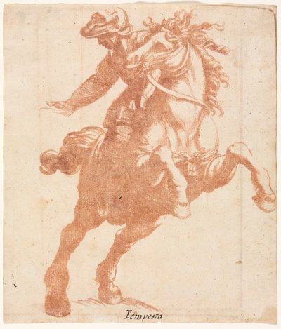 Cheval cabré et cavalier - attributed to Antonio Tempesta
