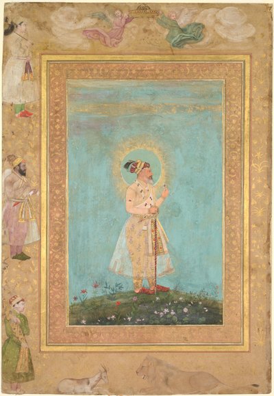 Shah Jahan tenant un spinelle et une longue épée du Deccan, de l