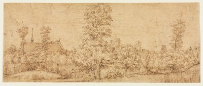 Arbres devant un village - attributed to Jan Lievens