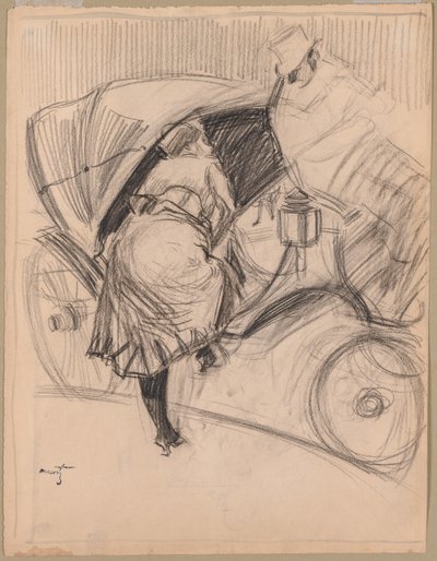 Femme entrant dans un fiacre (recto) - attributed to Jean Louis Forain