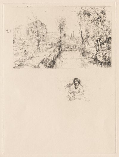 Paysage avec pont et enfant - attributed to Jean Louis Richter
