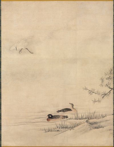 Fleurs et Oiseaux dans un Paysage Printanier - attributed to Kano Motonobu