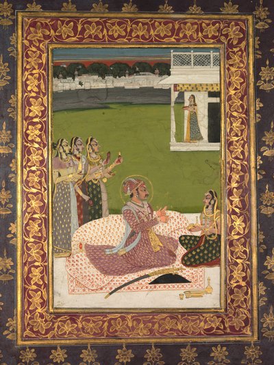 Portrait du Maharaja Savant Singh avec sa consort, Bani Thani - attributed to Nihal Chand