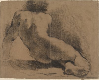 Garçon nu assis vu de dos - called Guercino Giovanni Francesco Barbieri