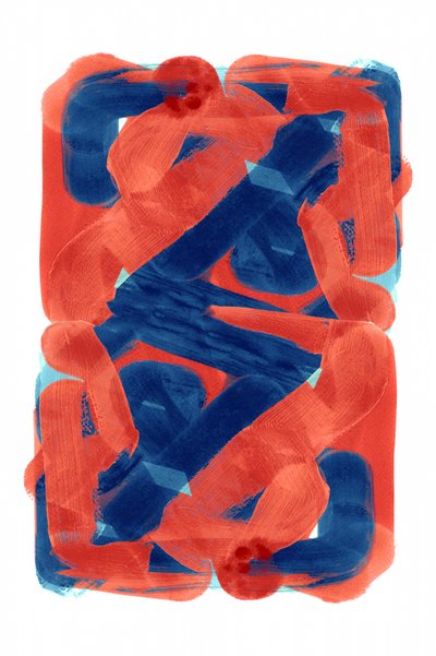 Abstraction audacieuse en rouge et bleu - cartissi