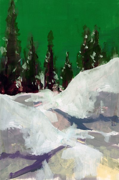 Chemin enneigé, ciel vert - cartissi