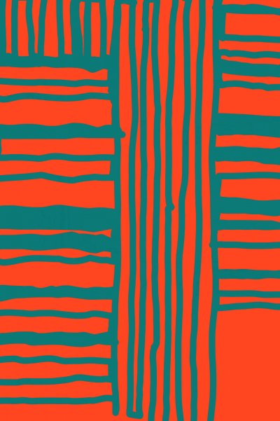 Motif orange vif et bleu sarcelle - cartissi