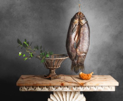 Nature morte rustique avec du poisson - chenyi wang