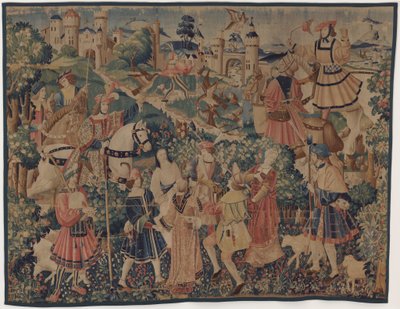 Scènes de Chasse et Pastorales, avec un joueur de cornemuse et des danseurs - design probably French 16th Century, Paris; woven in southern Netherlands or Paris in an undetermine workshop