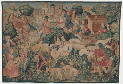 Scènes de Chasse et Pastorales, avec une bergère tondant - design probably French 16th Century, Paris; woven in southern Netherlands or Paris in an undetermine workshop