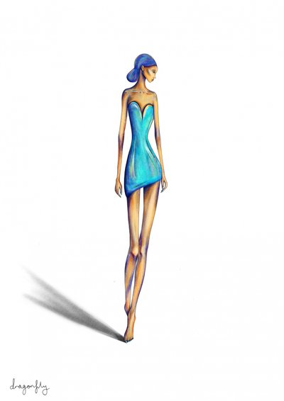 Robe bleue chic pour femme - dragonfly